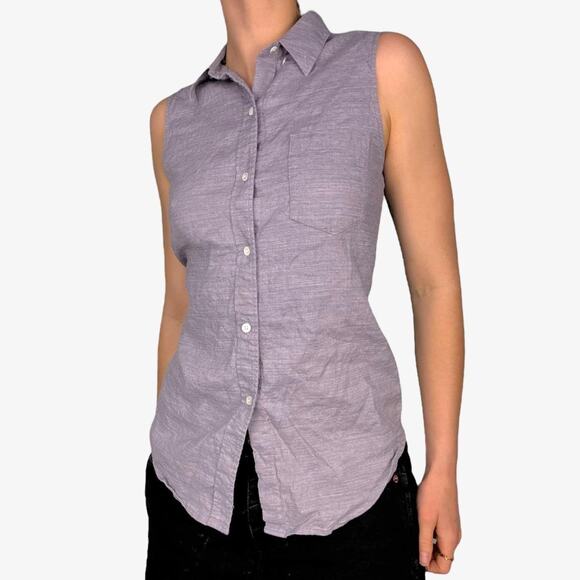 Grey Theory sleeveless collared button-up shirt linen blend - size small - Picture 1 of 8